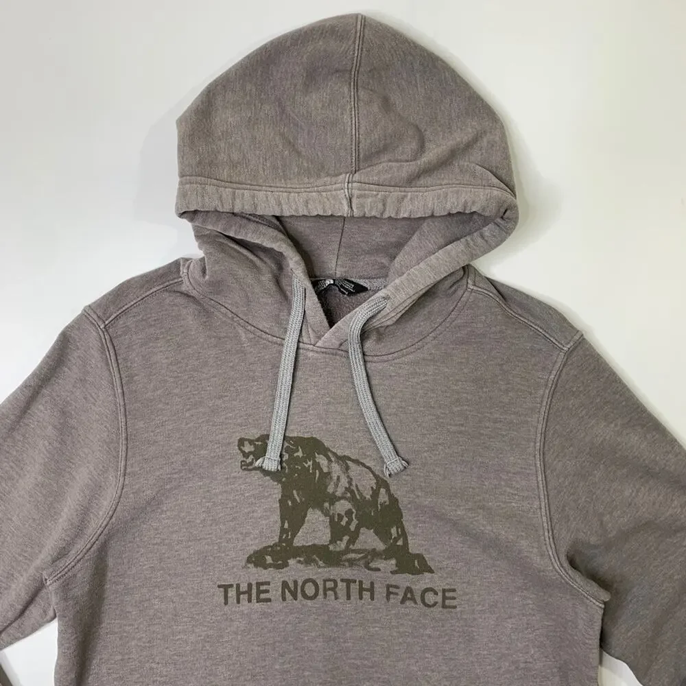 The North Face Hoodie Mens M Medium Zinc Fleece Bear Graphic Pullover Sweatshirt